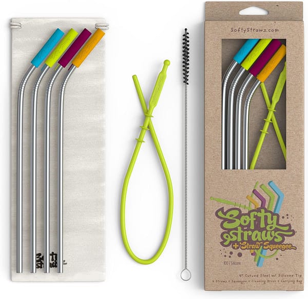 Premium Reusable Stainless Steel Drinking Straws With Silicone Tips
