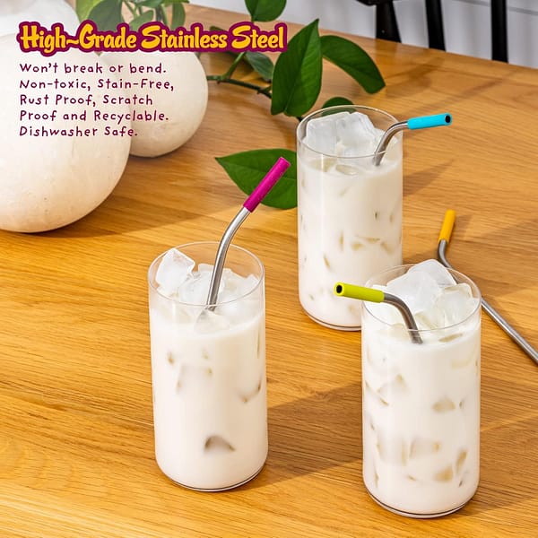 Premium Reusable Stainless Steel Drinking Straws With Silicone Tips - Image 5